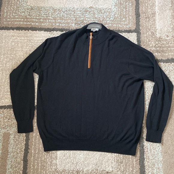Peter Millar Other - Peter Miller black long sleeve 1/4 zipper merino wool blend sweater men’s XXL
